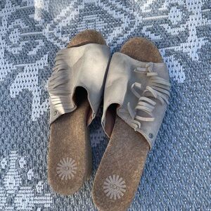 UGG beige fringe wedge heels
